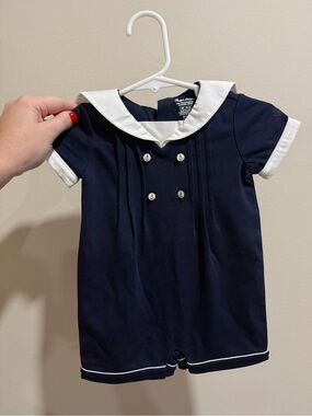 Polo Ralph Lauren Baby Boy 3M Navy Sailor Romper Nautical Anchor